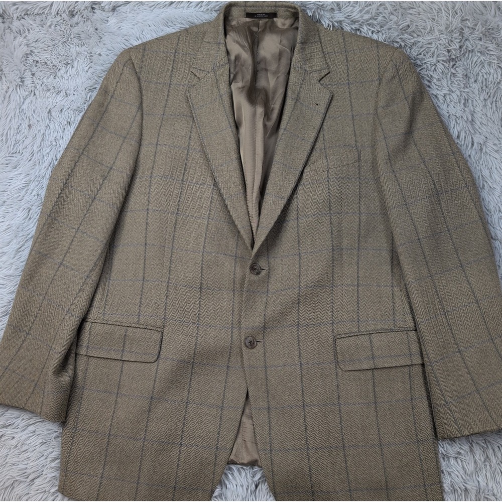 Vintage Joseph Abboud Jacket Mens 44 L Lambs Wool Sport Coat Pockets Button Up